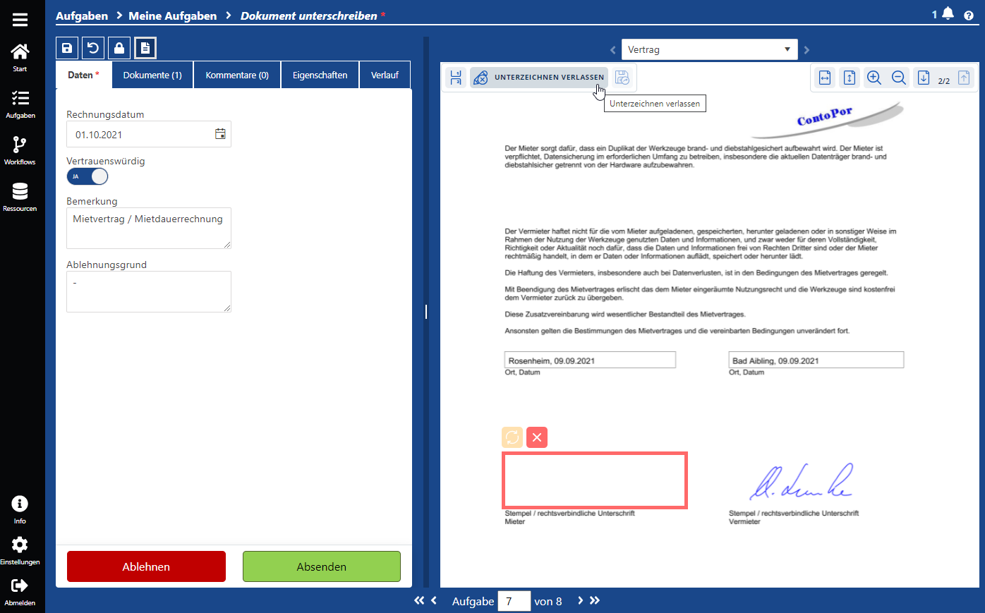 Sigitale Unterschrift